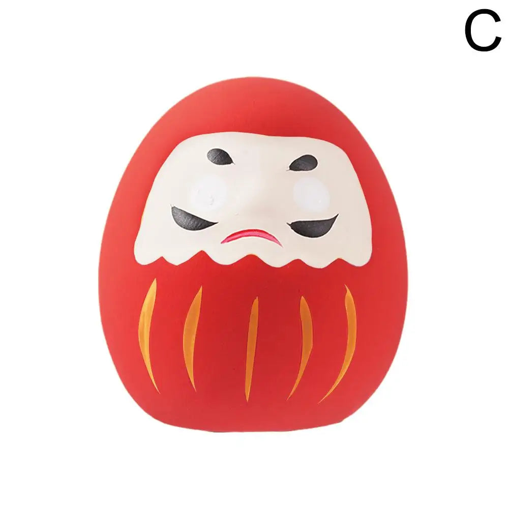 Japanese Ceramic Daruma Doll Miniature Lucky Charm Fortune Ornament for Home Decor Landscape Craft Gift