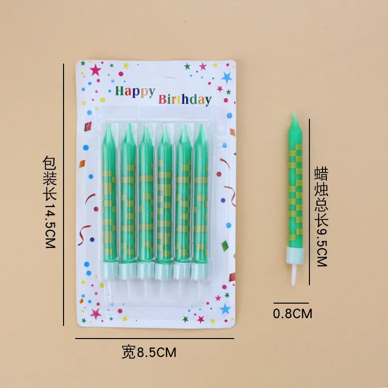 12/24pcs Green Pixel Cake Candle Decoration Red TNT Theme Green Wishing Candle Birthday Party Cake Candle Decorations Gift