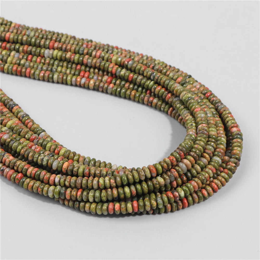 Natural Flat Round Stone Beads Abacus Shape Jaspers Quartzs Gems Beads For DIY Necklace Earrings Jewelry Making Accessori 2*4mm