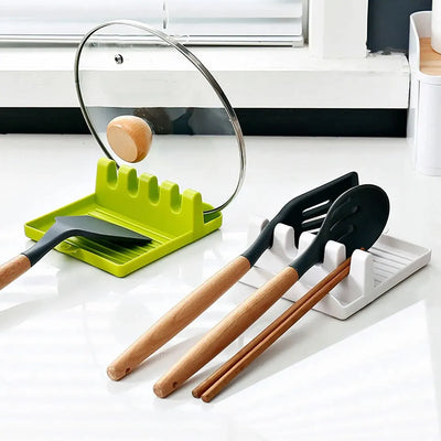 Multi-Function Kitchen Spatula Rack – Spoon Rest & Pot Lid Holder