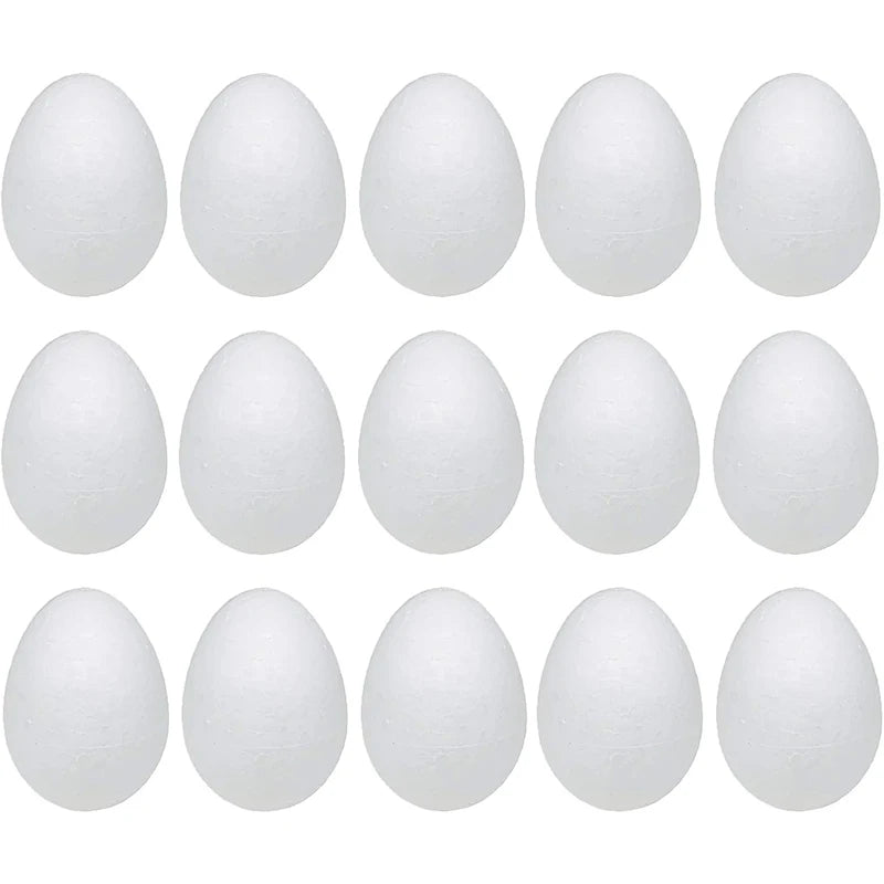 20pcs White Foam Eggs Easter DIY Painting Craft Fake Styrofoam Egg Easter Home Decoration Supplies Kids Favors Toy Gifts