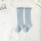 Ruffle Kids Knee High Socks Baby Girls Toddlers Long Soft Cotton Sock Lace Flower Children School Uniform Socks For 0-8 Years