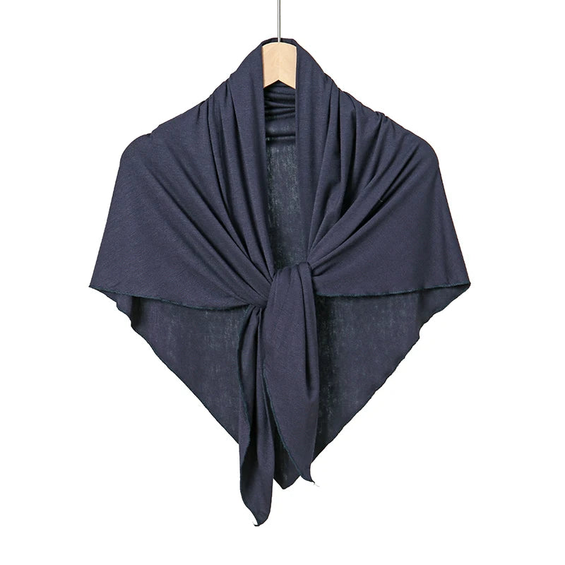 Solid Color Cotton Triangle Scarf Muslim Hijab Shawls Woman Soft Wraps Lady Fashion Causal Turban Islamic Jersey Headband