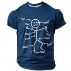 Painful Line Character Graphic T-shirt For Men Funny Street Casual Solid Color Short Sleeve T Shirts 3D Print Humour Design Tee