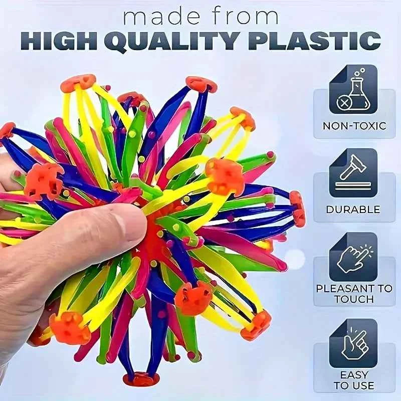 Rainbow Stress Ball for Kids - Colorful Expandable Fidget Toy, Durable Magic Sensory Ball for Outdoor Sports & Anxiety Relief