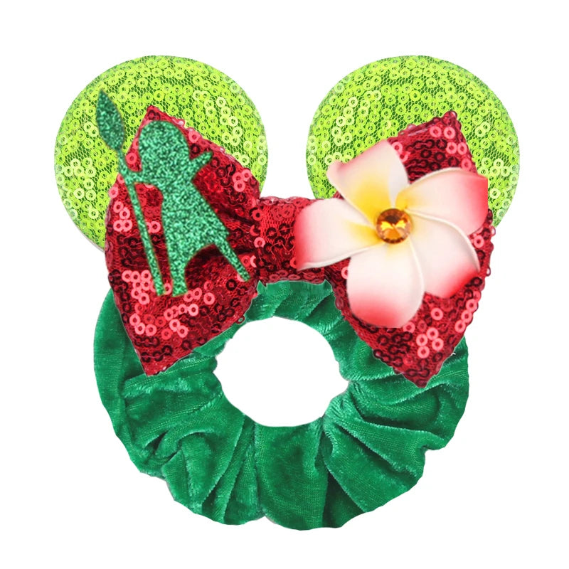 Cute Mouse Ears Velvet Scrunchies Hairband Women Elastic Ponytail Holder Girls Sequin Bow 2023 Kids Party DIY Hair Accessories