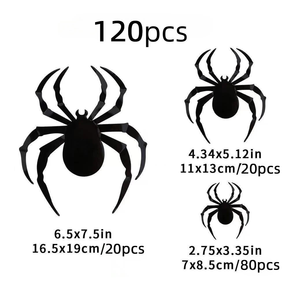 3D Black PVC Bat & Spider Wall Stickers – Halloween Spooky Decor