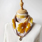 Luxury Magnetic Buckle Silk Scarf Women Print Square Scarf For Autumn Winter Warmth And Cold Resistance Fashionabl Scarves