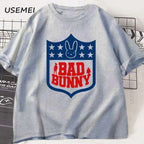 Bad Bunny Football Printed Tshirts Men Women Short Sleeeve Tshirt Printed Graphic T Shirts High Quality T-shirt Men's Clothes