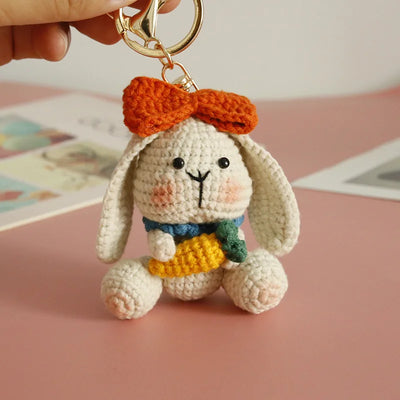 Cute Rabbit Crochet Keychain Handmade Bunny Bag Charm