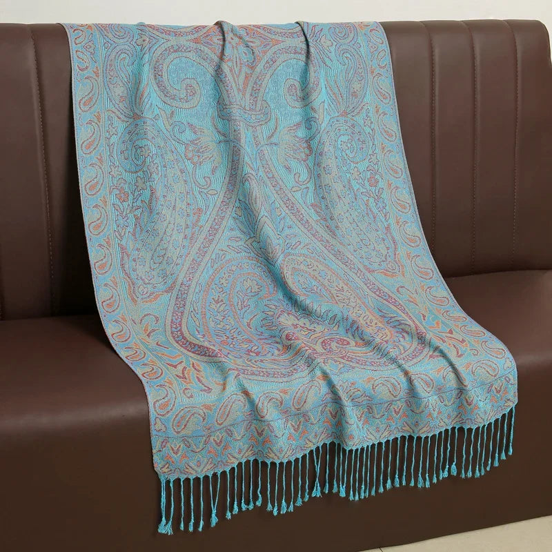 2025 new ethnic style retro shawl cashew flower geometric scarf cloak tassel scarf multi-color variety options available