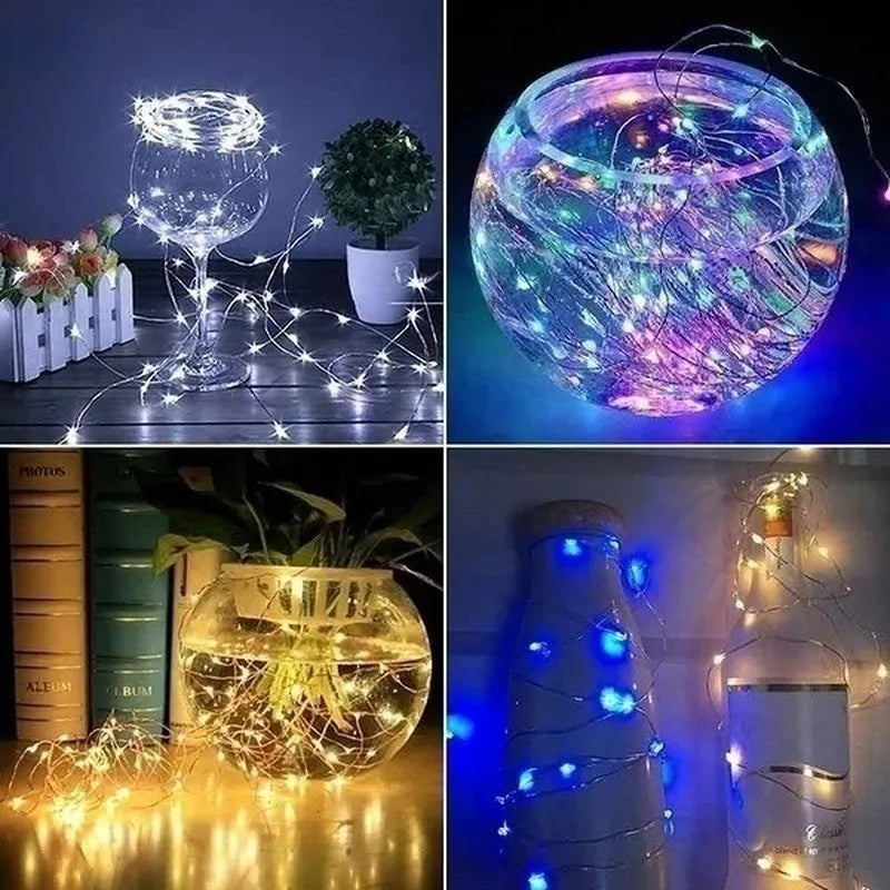 5M 10M Waterproof USB Battery LED Lights String Copper Wire Fairy Garland Light Lamp Christmas Wedding Party Holiday Lighting