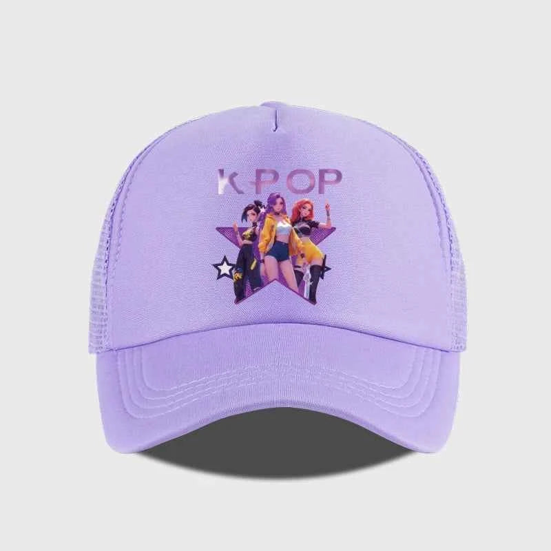 K-POP Girl Group Printed Mesh Cap, Breathable Summer Baseball Cap, Adjustable Unisex Sun Hat, Perfect for K-Pop Fans