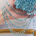 0.5Meter 1Meter Lake Blue Glass Pendant Tassel Copper Chain For DIY Necklace Exotic Clothing Hair Accessories Material