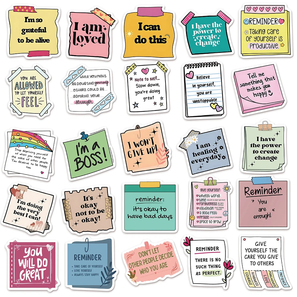 50PCS Self affirmation Encouragement Slogans Graffiti Stickers DIY Phone Cases Laptop Water Cups Waterproof Stickers