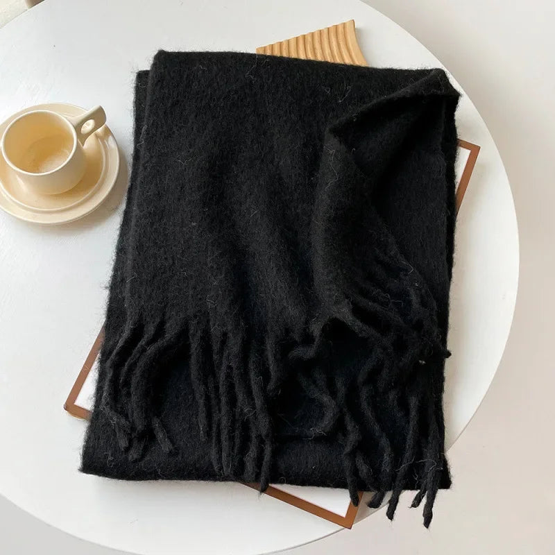 Pink Scarf Lady Autumn Winter Solid Simple Muffler Women Men Wool Blend Versatile Multi-color Soft Thermal Shawl Female Male