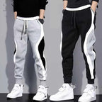 Autumn Men's Wide Loose Casual Pants Mens Patchwork Nine-point Sports  Elastic Rope Breathable Tie-foot Trousers