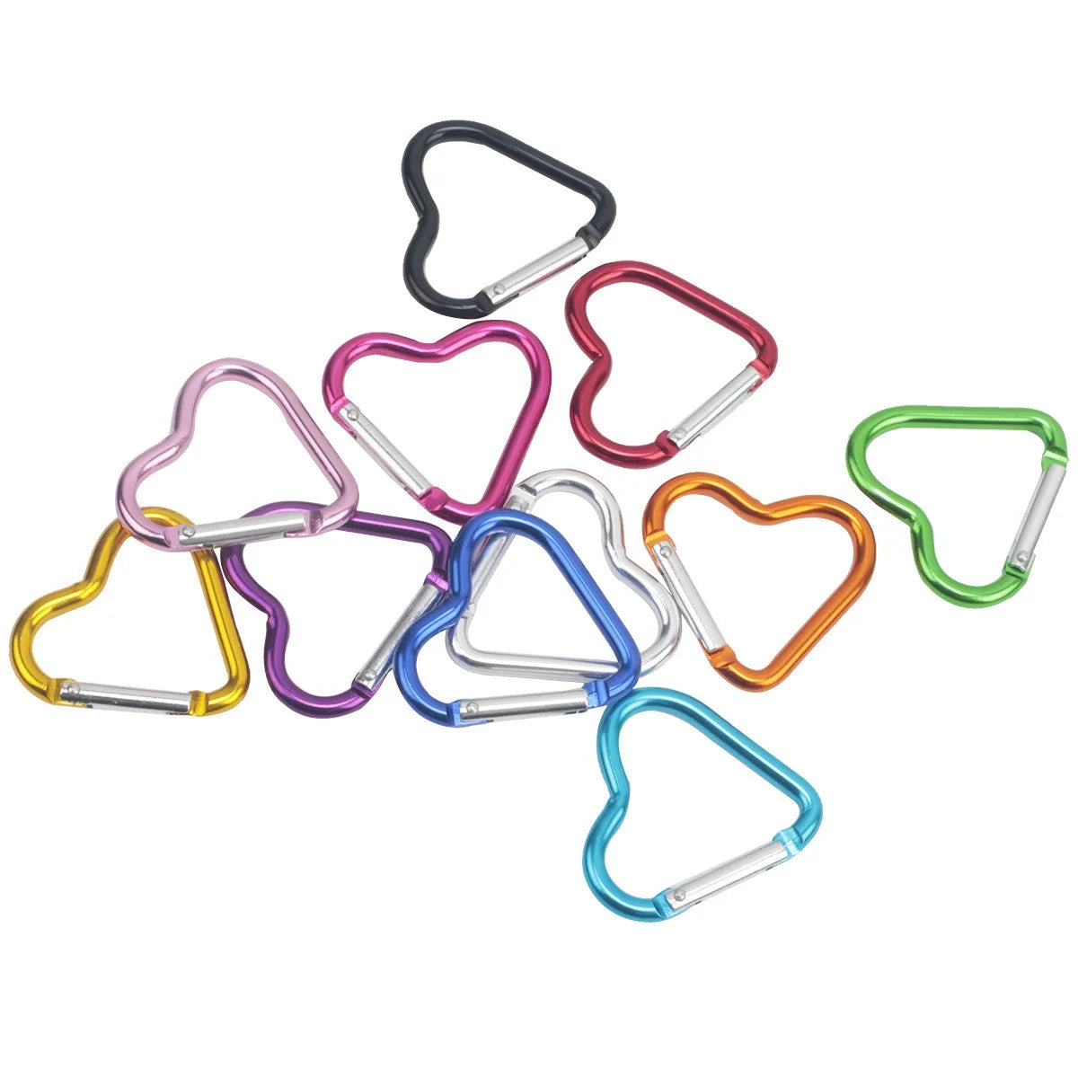 10PCS Carabiner Keychain Clip Heart-shaped Aluminum Small Carabiners Tactical Clips Outdoor Tools Water Bottle Keyring HWXGJ04