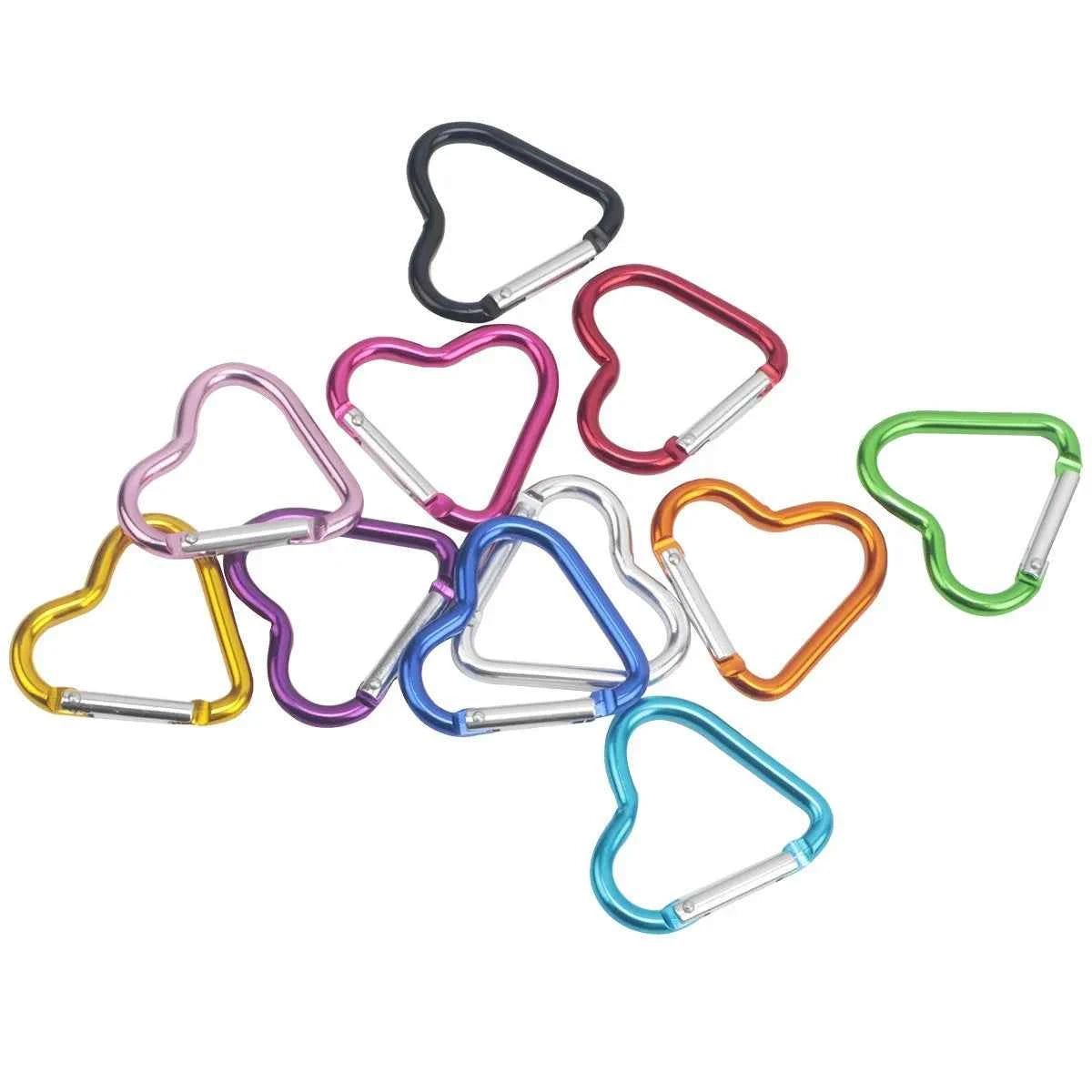 10PCS Heart Shaped Aluminum Carabiner Keychain Clips for Everyday Use