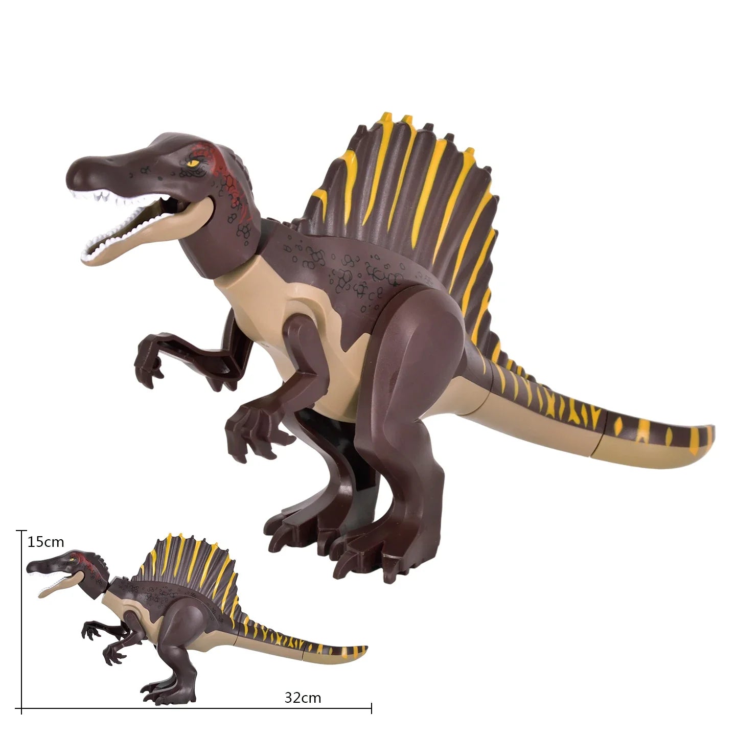 Jurassic Large Spinosaurus Dinosaur World Building Block Figure Movable Joint Prehistoric Animal Model Educational Assemble Toy