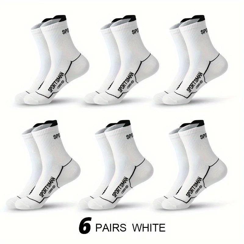 6 Pairs Socks Men's Short Socks Sweat Absorbent and Odorous Basketball Socks Running Sports Socks Breathable Mesh Men's Socks