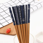 Eco-Friendly Reusable Bamboo Chopsticks Set – 5 Pairs Handmade Japanese Wooden Tableware for Sushi & Everyday Dining