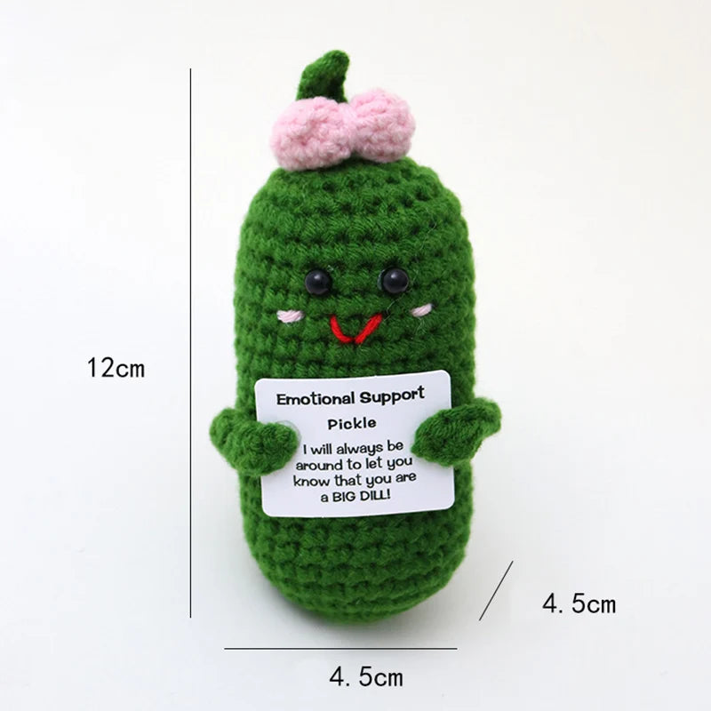 Positive Energy Duck Doll Hug Pocket Mini Handmade Plush Wool Knitting Dolls Funny Emotional Support Crochet Gift for Birthday