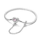Original 925 Silver Bracelets Four Leaf Clover Butterfly Heart Bracelet Fit DIY Charms Beads Fashion Jewelry 17-20CM