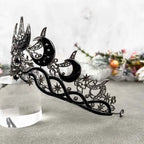 Gothic Black Moon Tiara Dark Queen Crown for Women Baroque Celestial Star Headpiece Vintage Cosplay Halloween Wedding Party Acce
