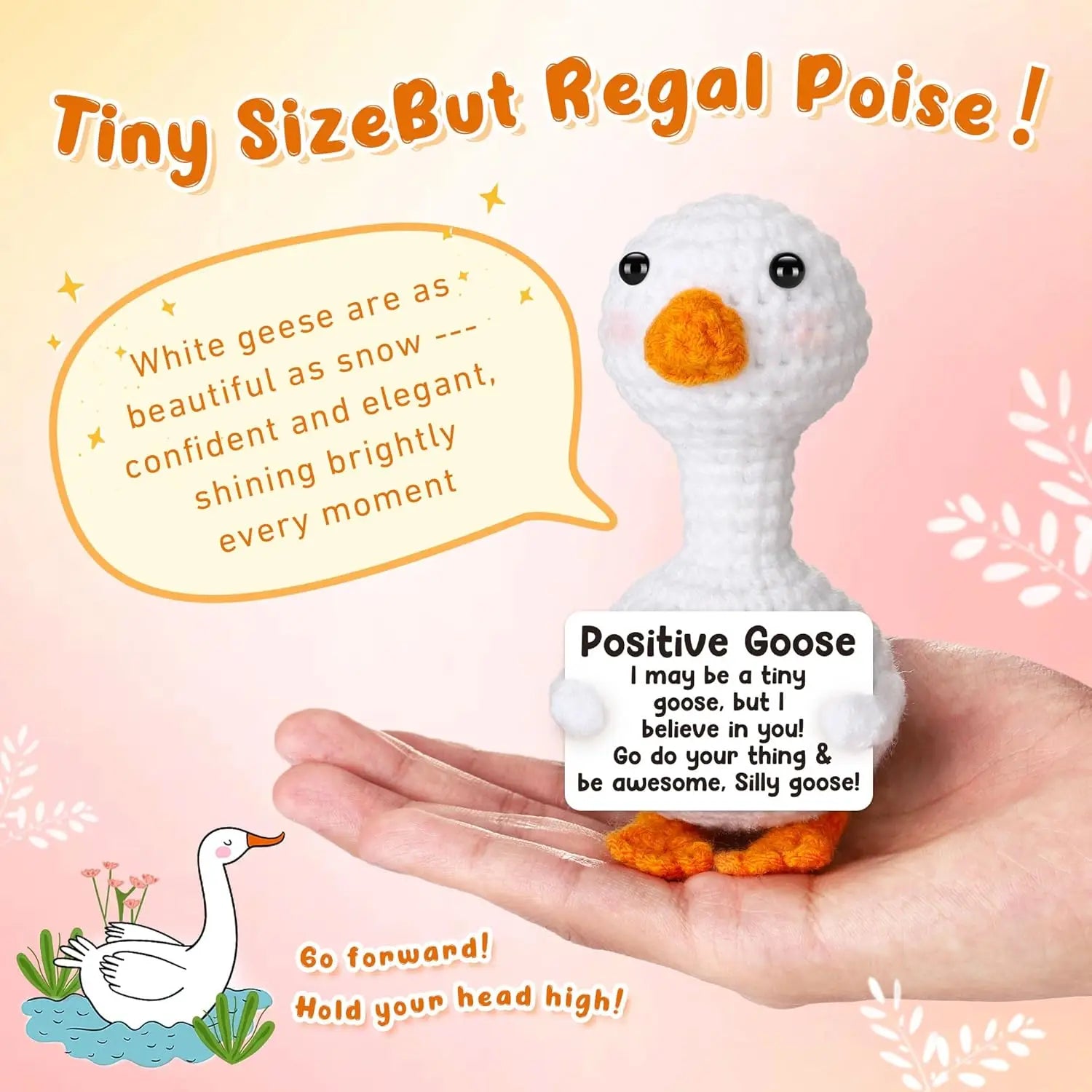 Positive Energy Duck Doll Hug Pocket Mini Handmade Plush Wool Knitting Dolls Funny Emotional Support Crochet Gift for Birthday