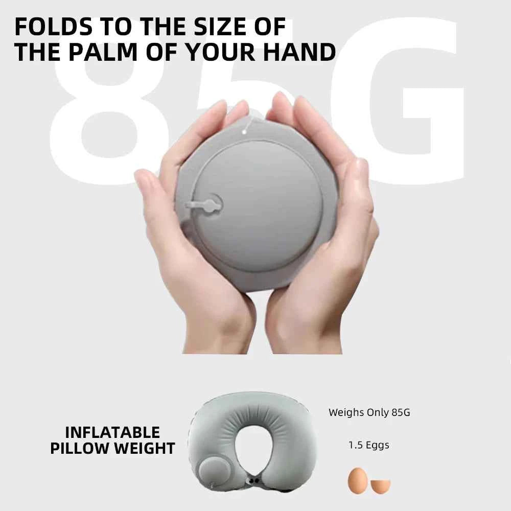 U-Shaped Inflatable Travel Pillow Portable Air Neck Support Cushion Comfortable Sleeping Press to inflate pillow neck pillow