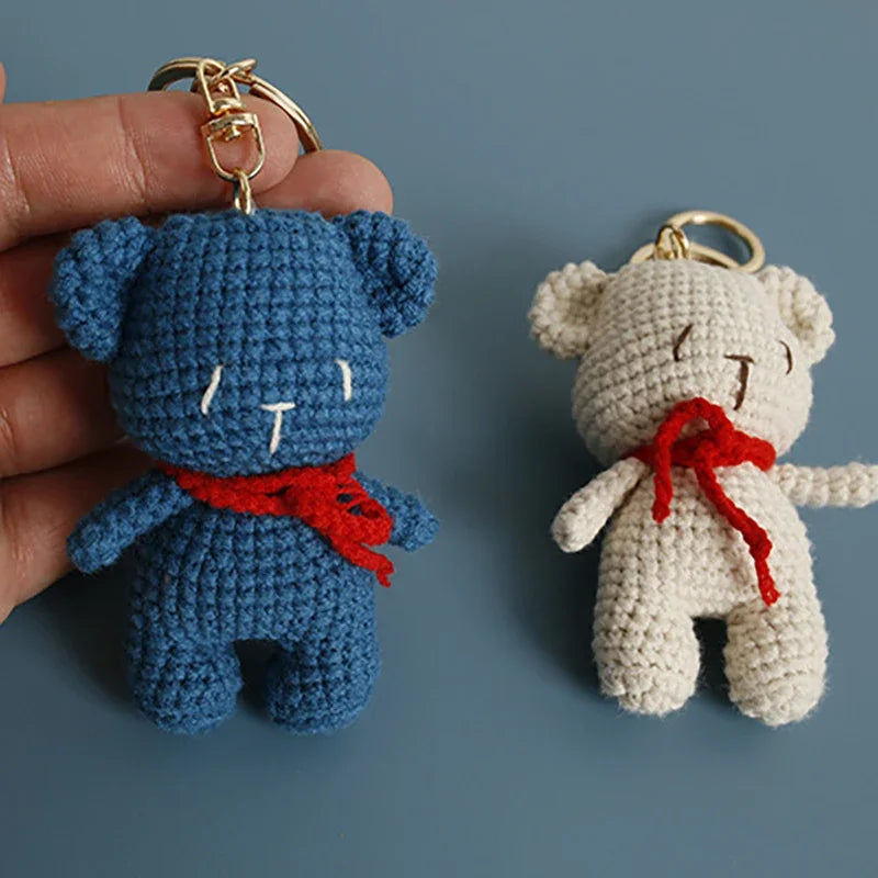 Cute Couple Bear Crochet Keychain Animal Bag Charm