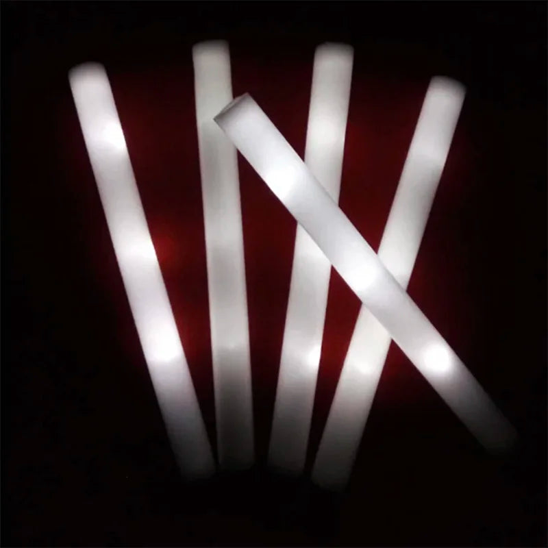 20/30/60Pcs LED Glow Sticks Bulk Colorful RGB Glow Foam Stick Cheer Tube Dark Light for Xmas Birthday Wedding Party Supplies