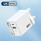 80W Super Fast Charge Type C USB Phone Charger With Telescopic USB C Cable For Iphone 16 15 Samsung Laptop With Light