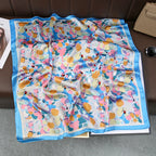 2025 Silk Shawl Print Headscarf Cat Hair Wrap Neckerchief Female Satin Square Scarf For Women Headband Foulard Hijab Bandana