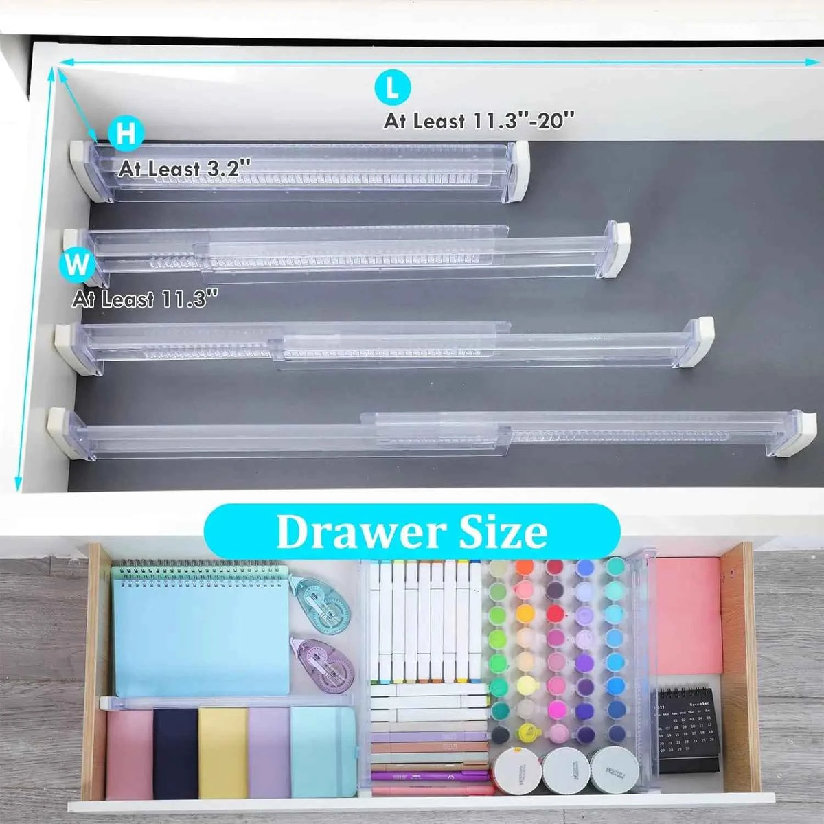 6/8/10/12-Pack Adjustable Drawer Organizers, Clear Expandable Dresser Organizers for Storing Clothes Kitchen Utensils