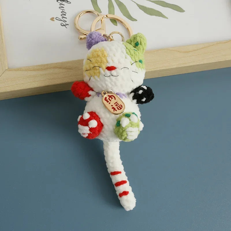 Cute Crochet Kitten Keychain Smiling Cat Bag Charm