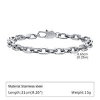 Punk Silver Color Men's Chain Bracelets,Hip Hop Stainless Steel Braided Link Wristband,Classic Metal Jewelry Gift for Him Dad