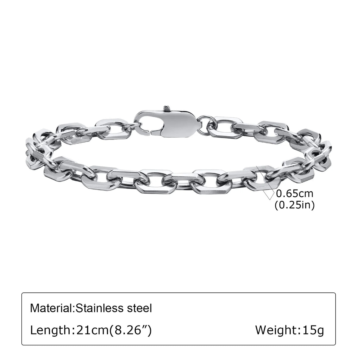 Punk Silver Color Men's Chain Bracelets,Hip Hop Stainless Steel Braided Link Wristband,Classic Metal Jewelry Gift for Him Dad