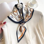 Luxury Brand Horse Print Skinny Neckerchief Scarf For Women Satin Silk Ribbons Bandana Ladies Neck Tie Wrist Wrap Shawl Echarpe
