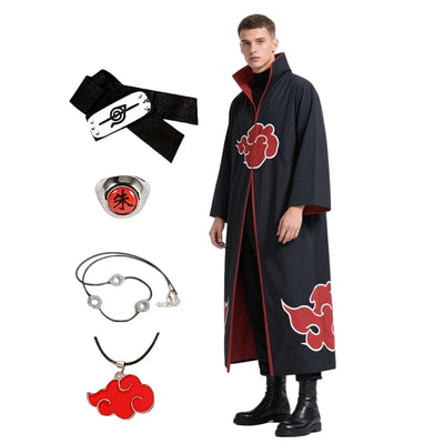 Akatsuki Anime Cosplay Costume Red Cloud Robe Set