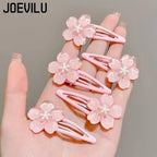 Cute Pink Cherry Blossom Hair Clip Kids Hairpin Bangs Clips Dopamine Princess Hair Accessories Flyaway Headwear Side BB Clip