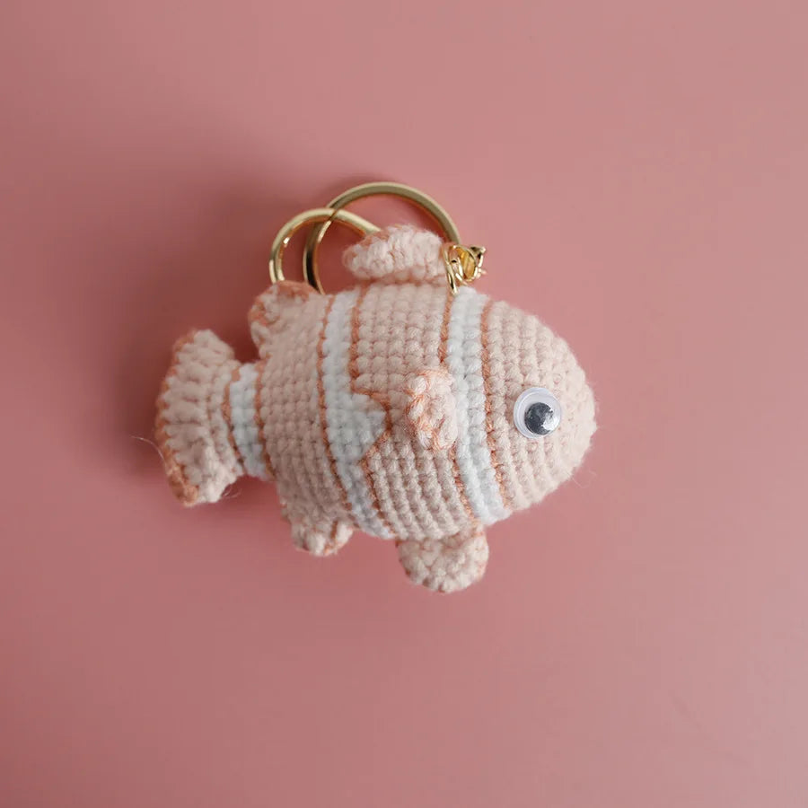 Funny Shrimp Crochet Keychain Cute Ocean Bag Charm