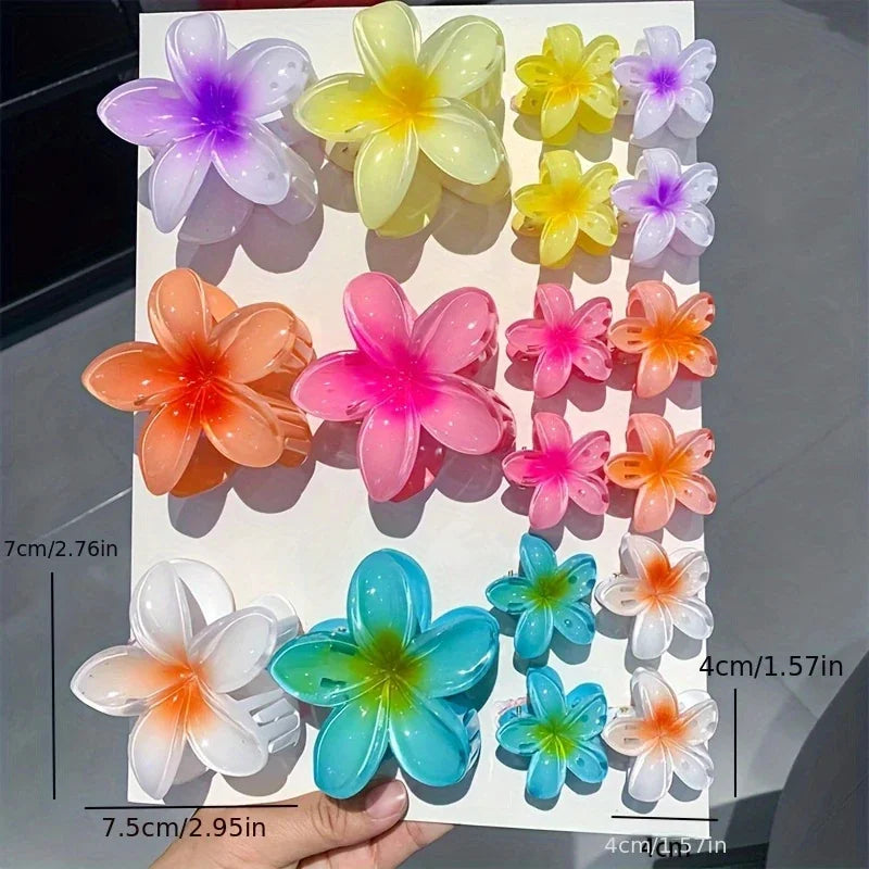 3Pcs/18Pcs Egg Flower Hair Clips Gradient Candy Color Flowers Suitable for Daily Backcombed Ponytail Shark Clip Hair Accessories