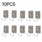 Big Size Hooks Heavy Duty 22 lbs Waterproof Adhesive Wall Hooks Nail-Free Transparent Waterproof Hooks for Kitchen Bathroom