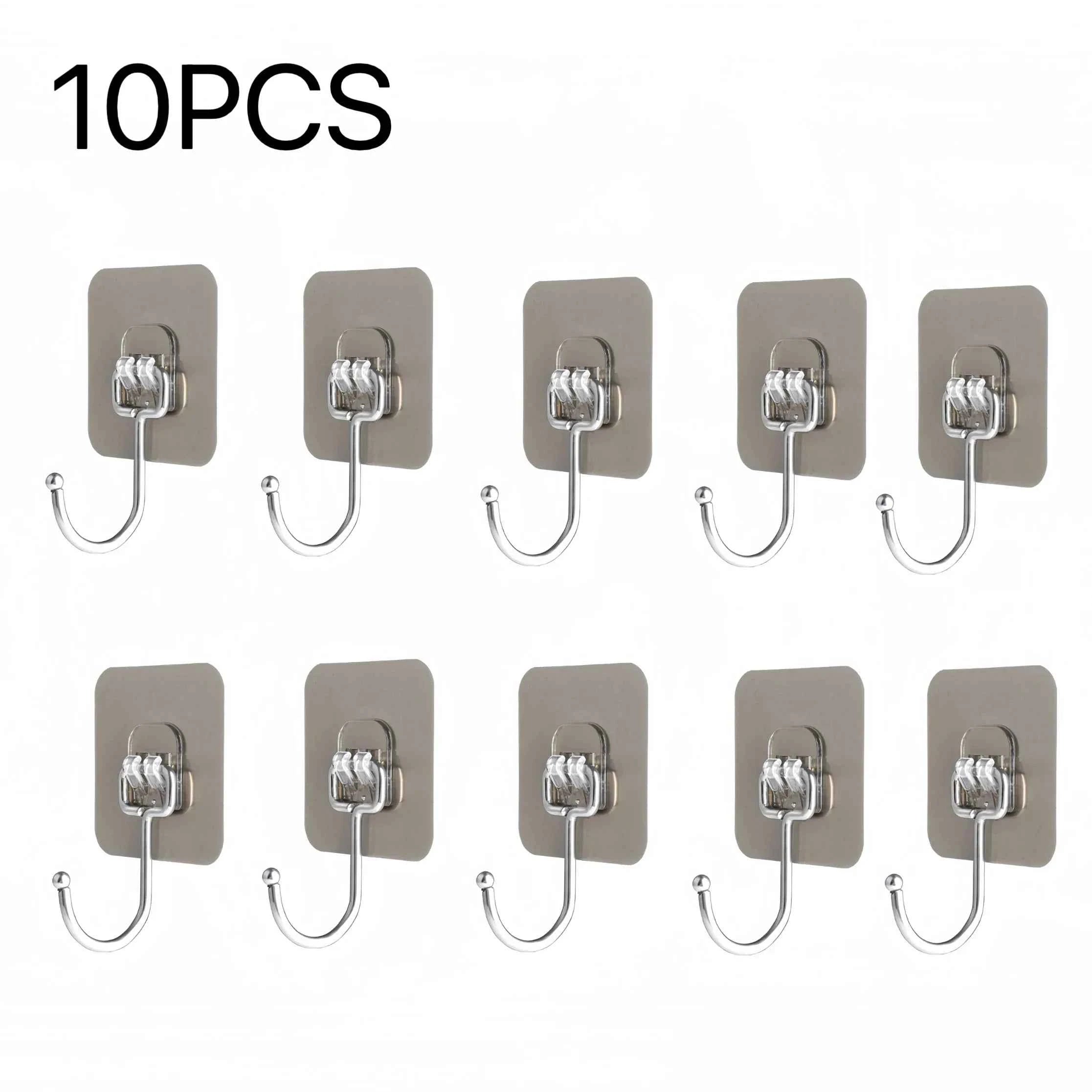 Big Size Hooks Heavy Duty 22 lbs Waterproof Adhesive Wall Hooks Nail-Free Transparent Waterproof Hooks for Kitchen Bathroom