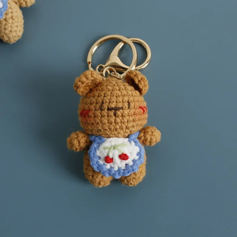 Cute Couple Bear Crochet Keychain Animal Bag Charm