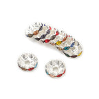30pcs/lot 12mm Wave Side Rhinestone Spacer Beads Colorful Crystal Metal Rondelle for Jewelry Making Diy Crafts Accessories