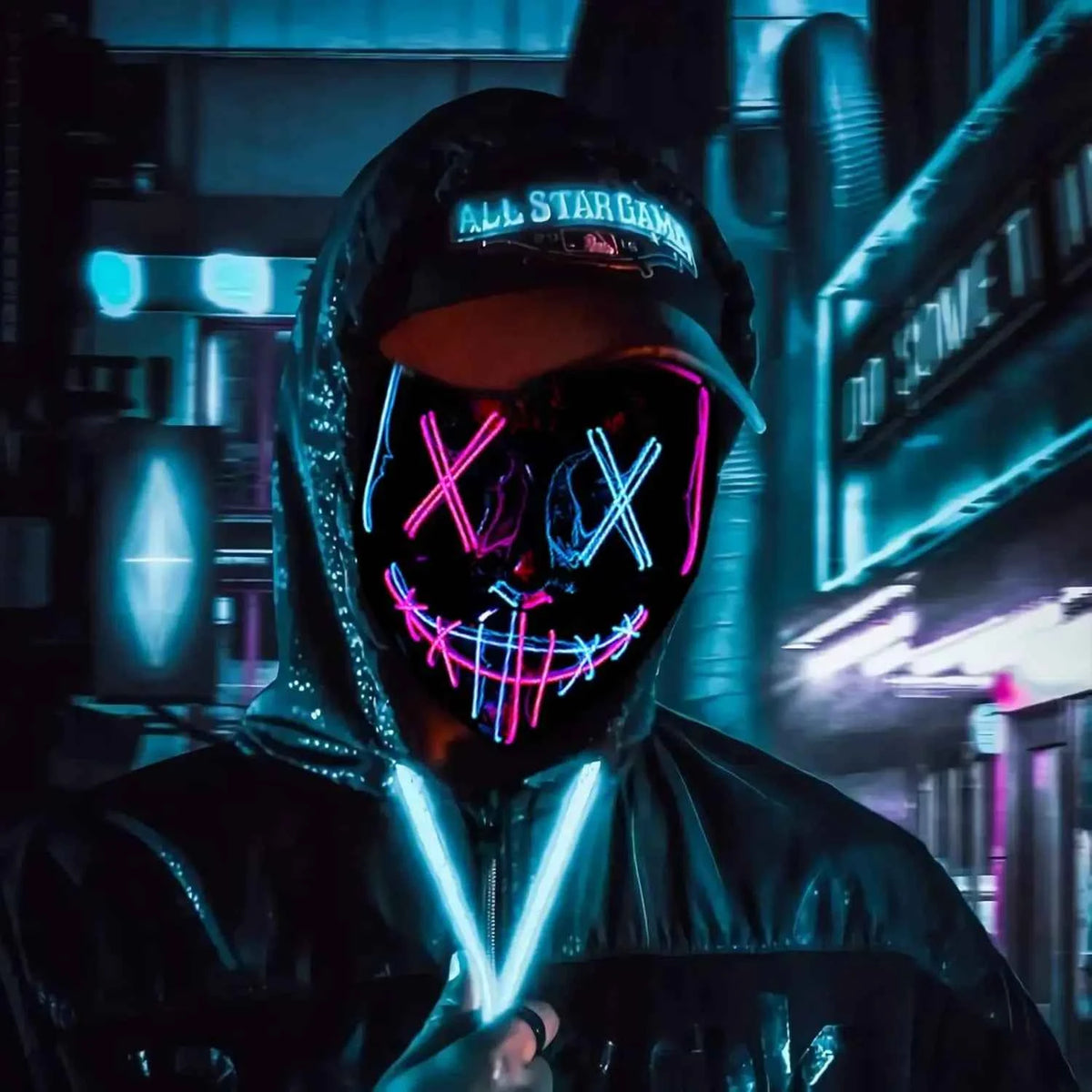 Poptrend Halloween Mask LED Light up Mask Scary mask for Festival Cosplay Halloween Costume Masquerade Parties Carnival Gift