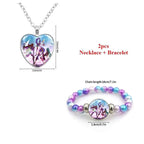 2pcs Kpop Rumi Mira Zoey Necklace Bracelet Set Heart Keychains Kpop Accessories Birthday Party Supplies Party Favors Gifts